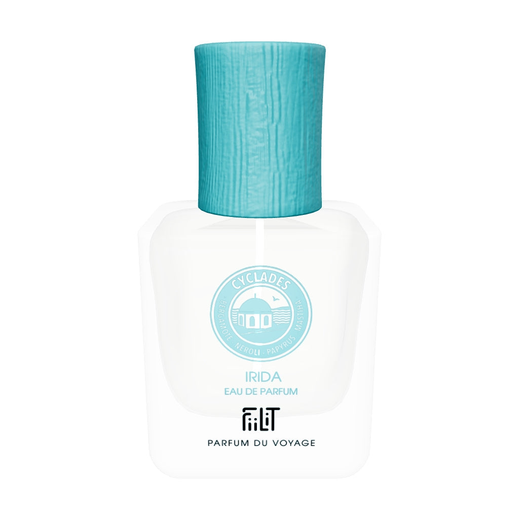 Irida Cyclades, eau de parfum FiiLiT en flacon 50 ml rechargeable, modèle 3D à faire tourner