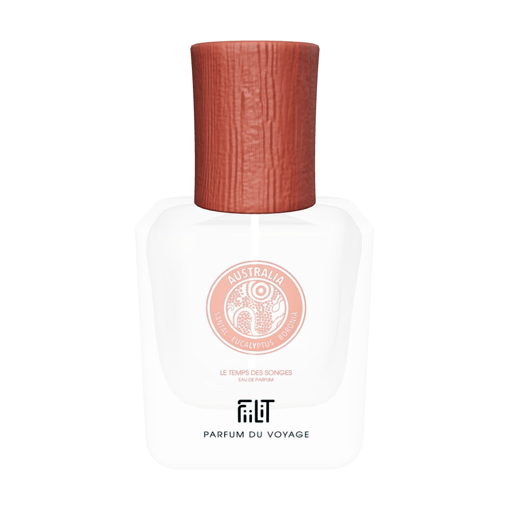 Le Temps des Songes Australia, eau de parfum FiiLiT en flacon 50 ml rechargeable, modèle 3D à faire tourner