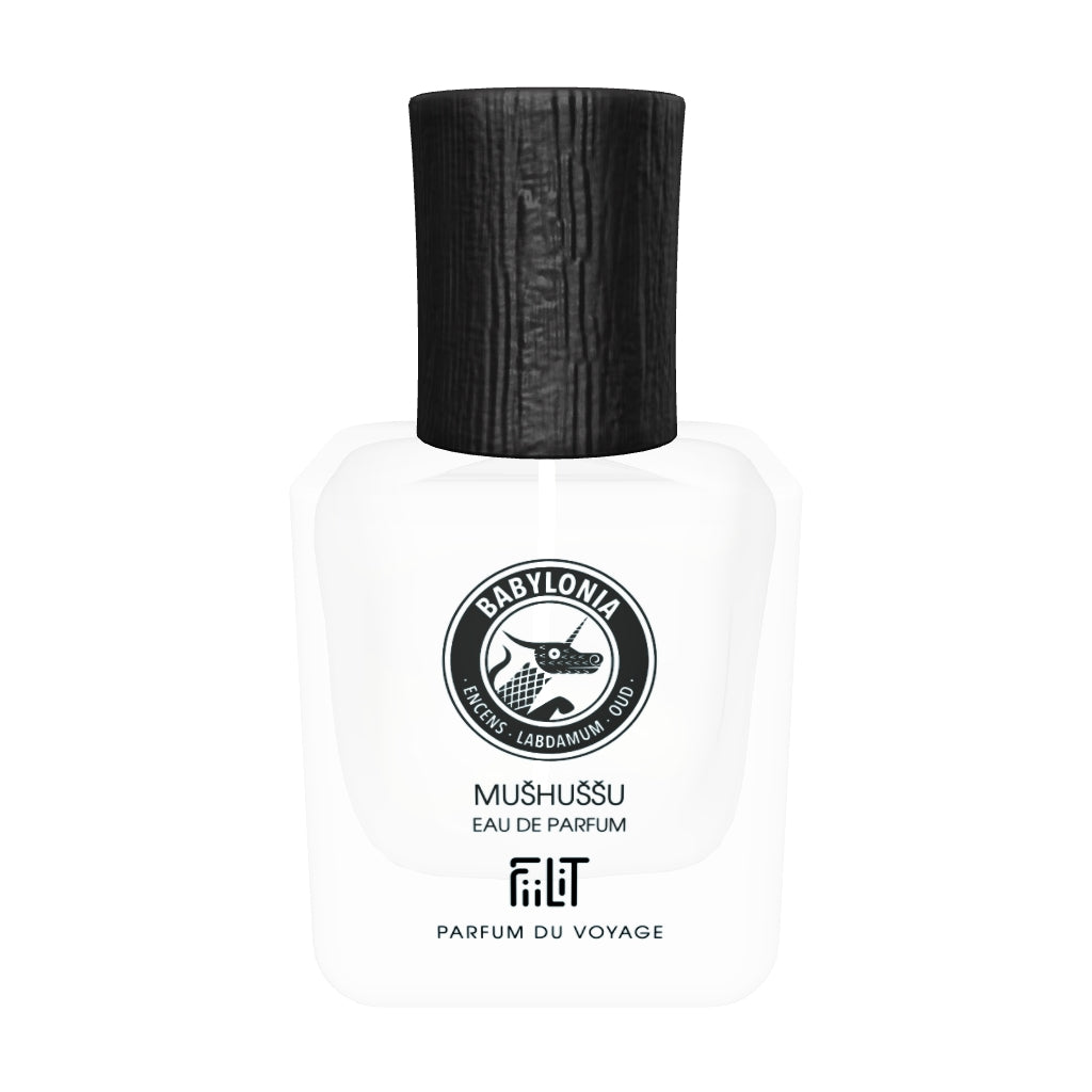 Mushussu Babylonia, eau de parfum FiiLiT en flacon 50 ml rechargeable, modèle 3D à faire tourner