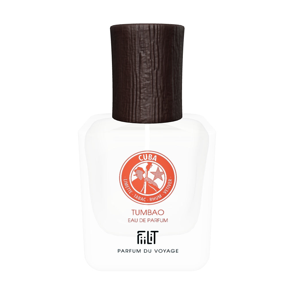 Tumbao Cuba, eau de parfum FiiLiT en flacon 50 ml rechargeable, modèle 3D à faire tourner