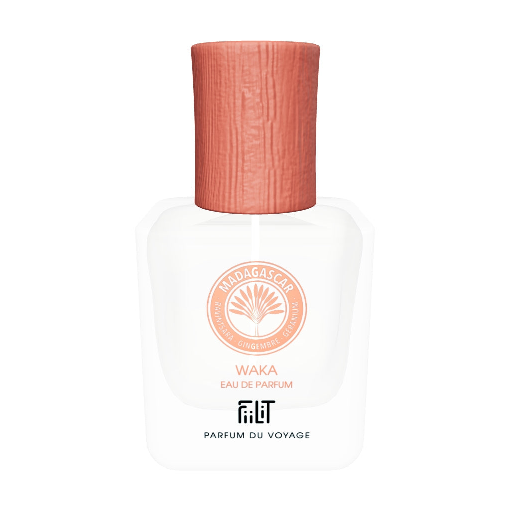 Waka Madagascar, eau de parfum FiiLiT en flacon 50 ml rechargeable, modèle 3D à faire tourner