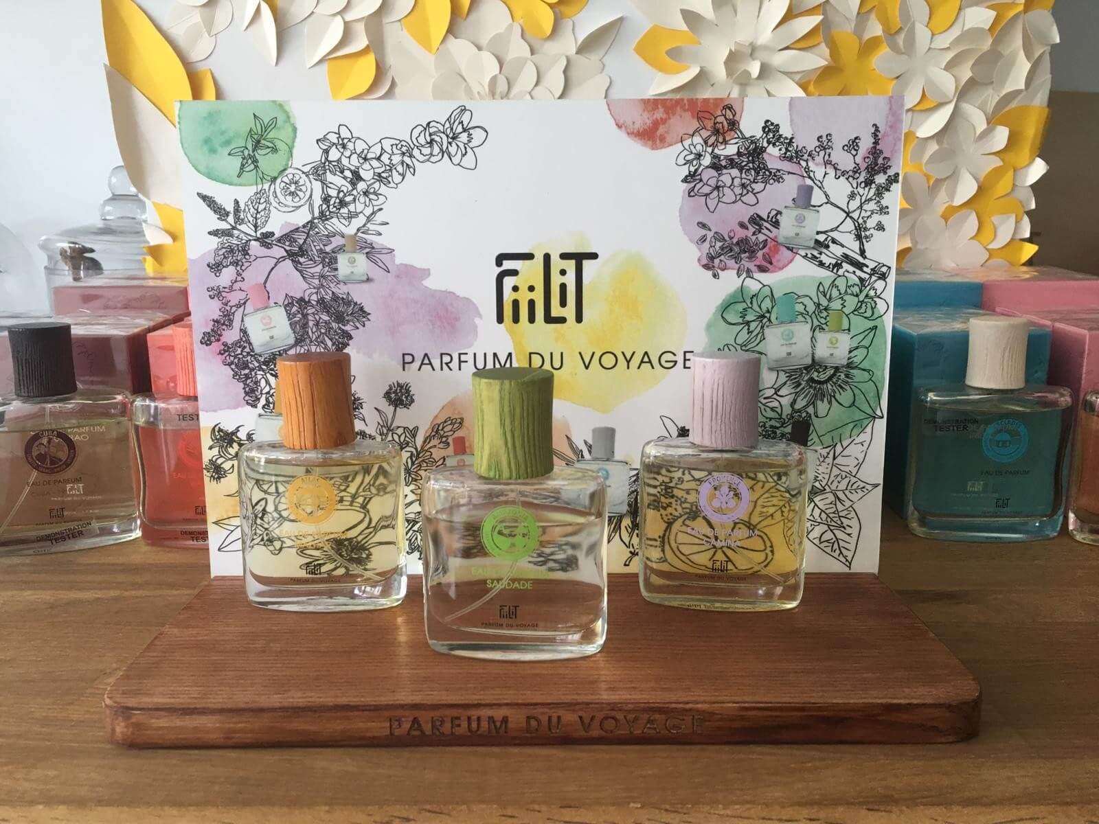Wooden display stand with visual